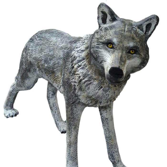 Standing Wolf in Natural Color Aluminum Garden Home Decor Aluminum